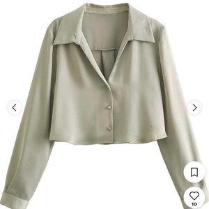 Zara Women's Taupe Button Down Shirt